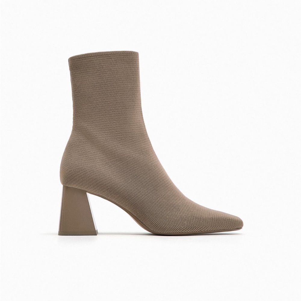Zara Block Heel Ankle Boot - Sandy Brown